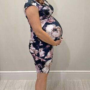 Ripe Navy and Pink Floral Maternity Dress